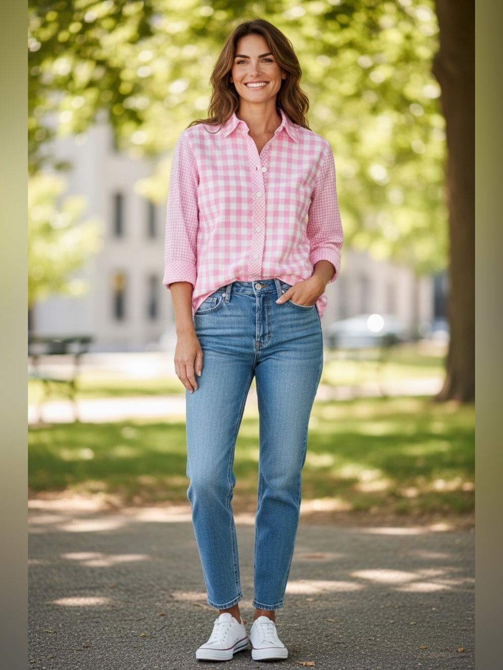 Talbots Pink Gingham Button-Down Shirt